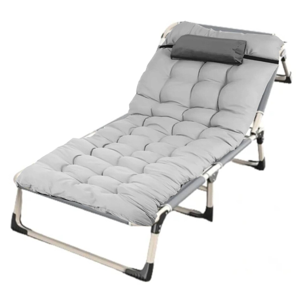 Catre plegable con colchón 75cm ancho - Gris 