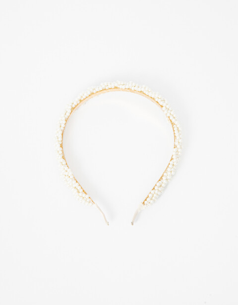 Vinchas Rígidas Perla Vincha Rígida De Perlas - Blanco Crema