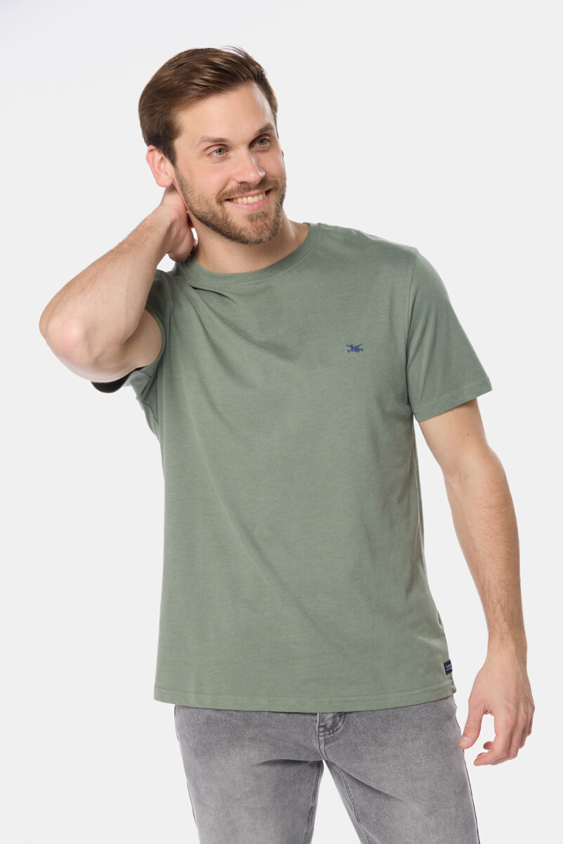 REMERA BÁSICA DE ALGODÓN - Verde Melange 