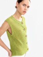 Chaleco De Punto Con Botones verde