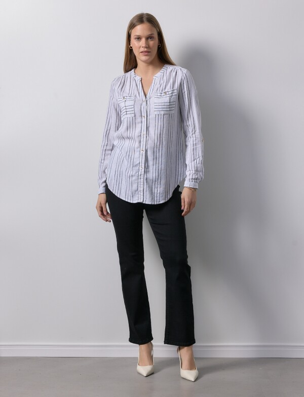 Blusa Lino Lineas BLANCO/NEGRO
