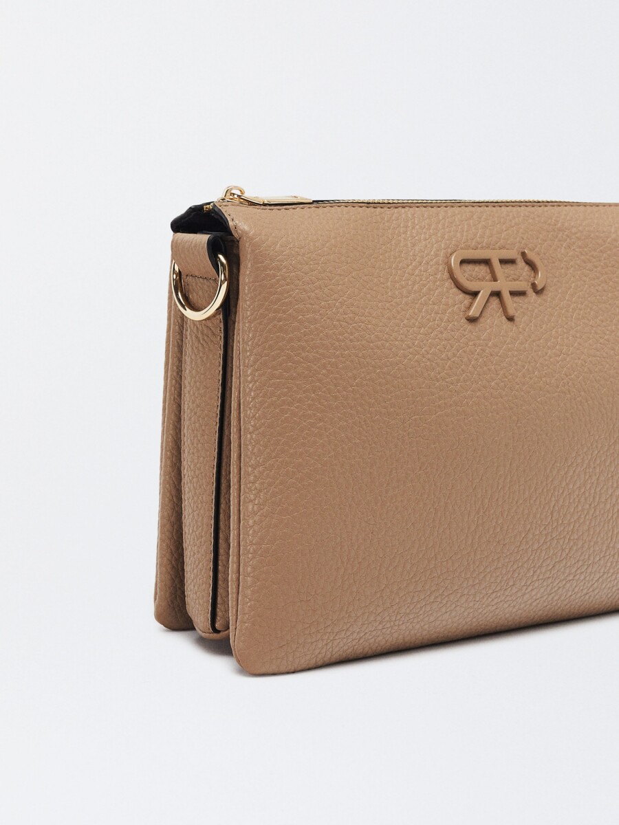 Bolso Bandolera Efecto Triple taupe