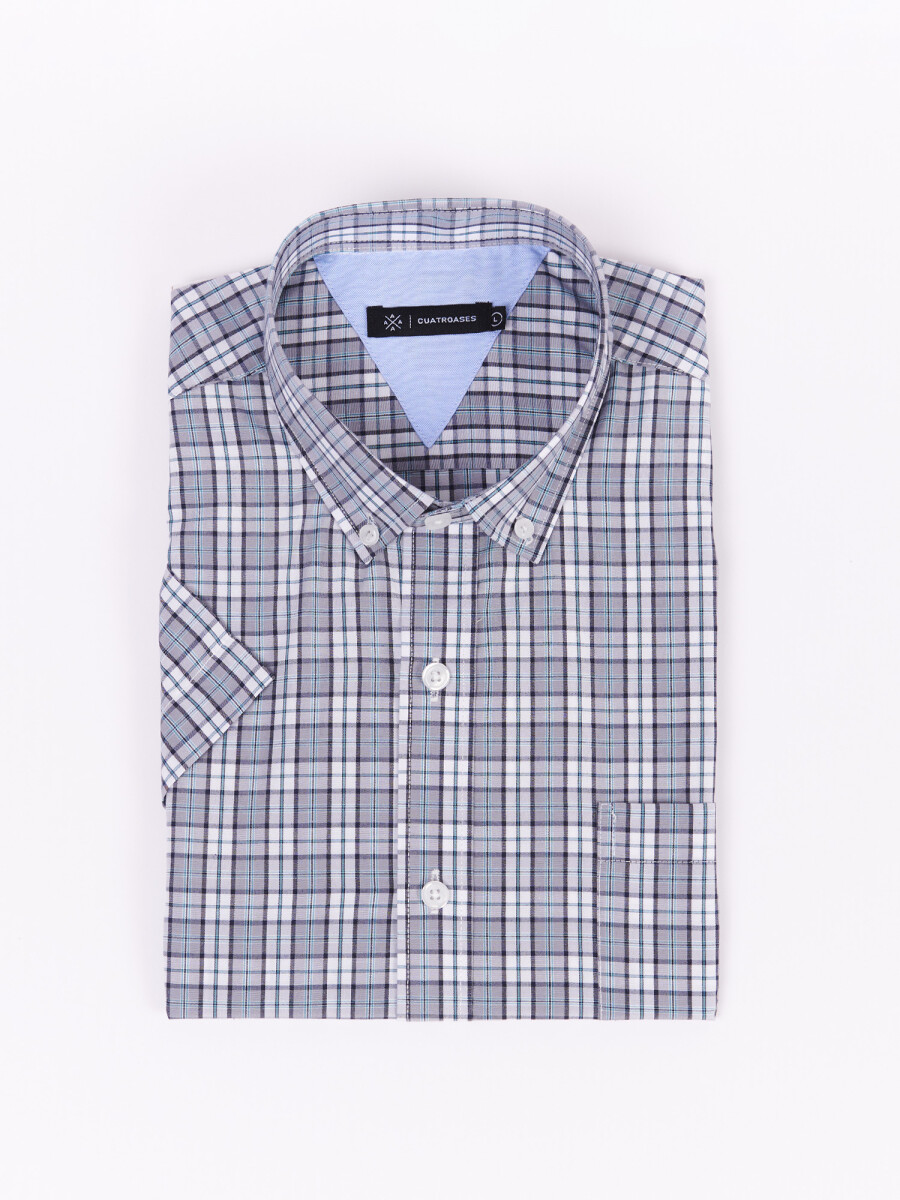 Camisa m/c cuadros - gris 