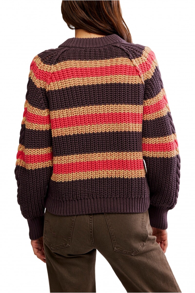 FRANKIE CABLE STRIPED PUL Marron