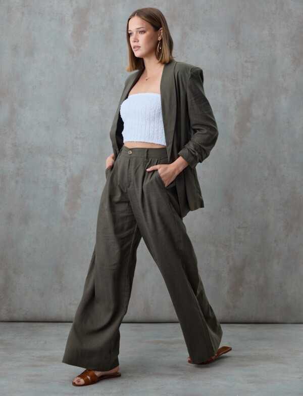 Pantalon Lino Wide OLIVA