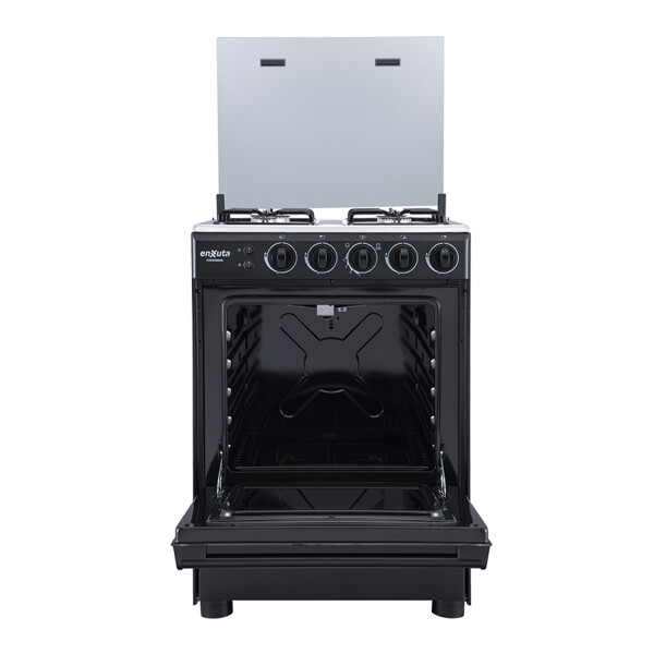Cocina A Gas Enxuta 4 Hornallas Con Grill Cenx9604i NEGRA