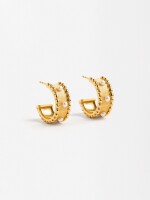 Pendientes Con Perlas De Agua Dulce - Plata De Ley 925 dorado