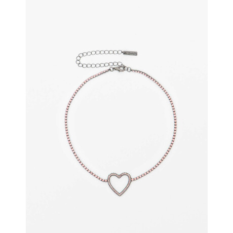 Choker Corazón Strass Fucsia Medio