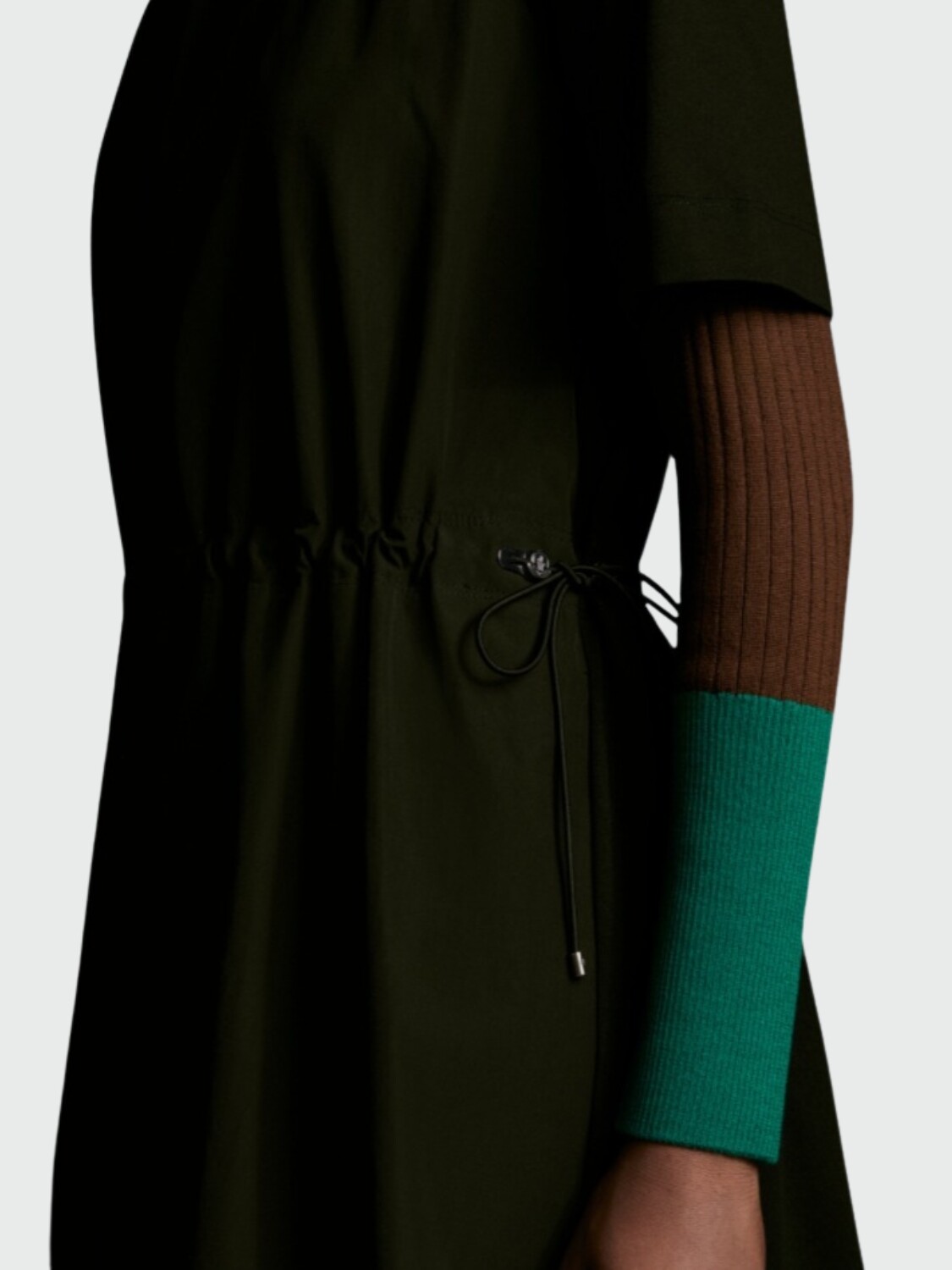 Moncler -Vestido de algodón con cintura ajustable Verde