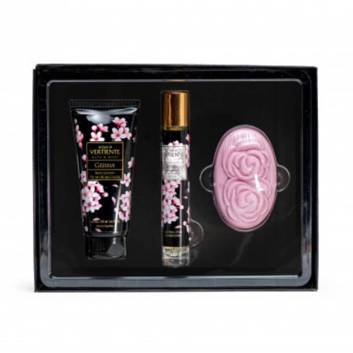 Estuche Vertiente Geisha Perfumero Body Lotion y Jabon - Pack 