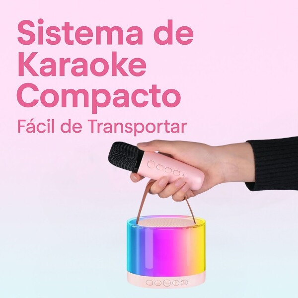 Parlante Set Karaoke Portátil X2 Micrófonos Bluetooth Led Ax Variante Color Rosa