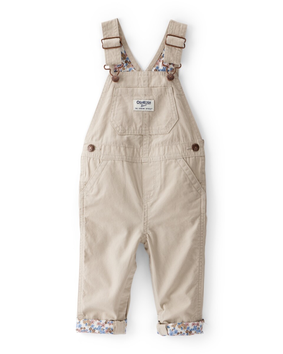 Enterito de lona liviana, khaki, con forro floral 