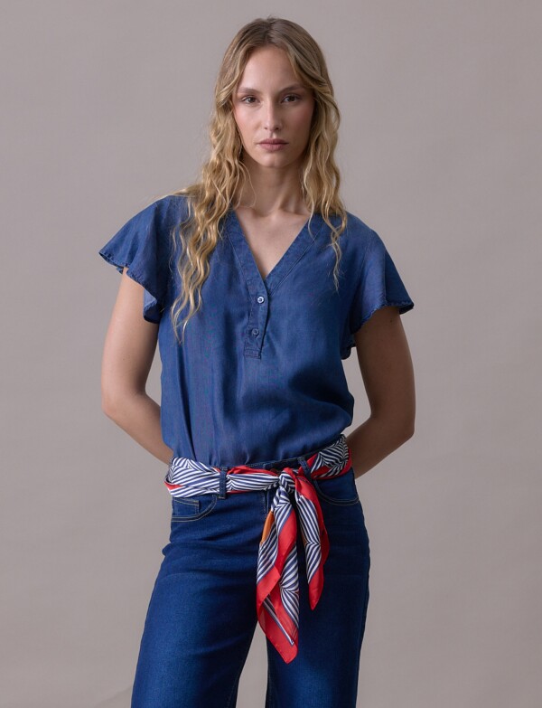 Blusa Lyocell Mga Volados JEAN