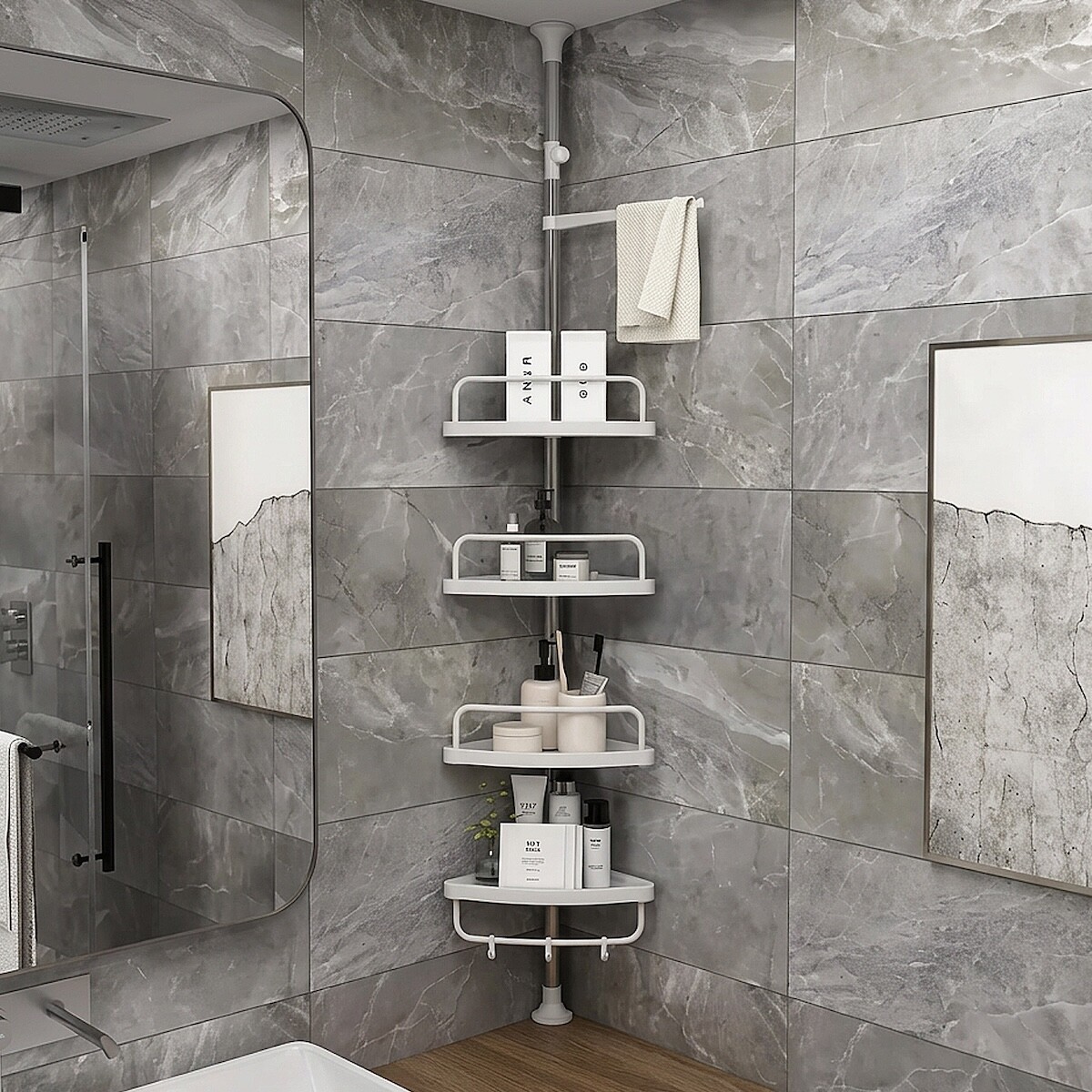 Estante Para Baño Mueble Esquinero Barral Organizador Ducha Toallero Imback HBA001 