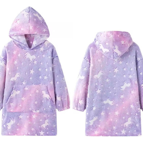 Buzo Manta Canguro Infantil Capucha Bolsillo Brillo Nocturno Violeta