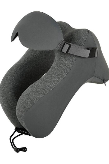 Set Almohada De Viaje Con Memoria + Tapa Ojos brio Gris Oscuro