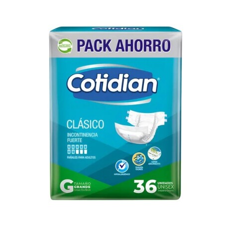 PAÑALES PARA ADULTOS COTIDIAN CLASICO TALLE G X 36 001