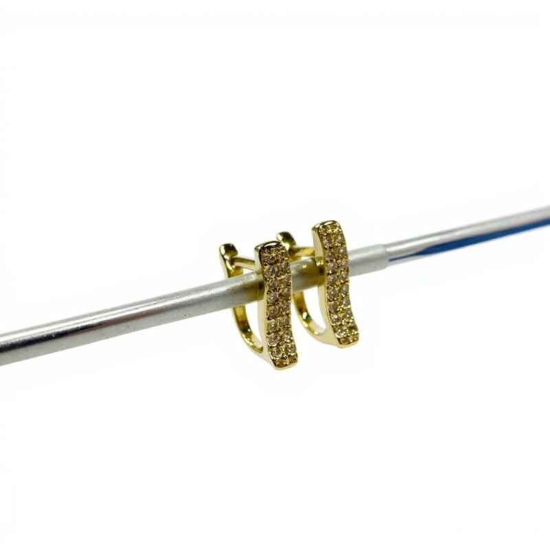 Caravanas Zirconias doble fila - Oro bajo - Zirconia- CA8408 sinpiedra