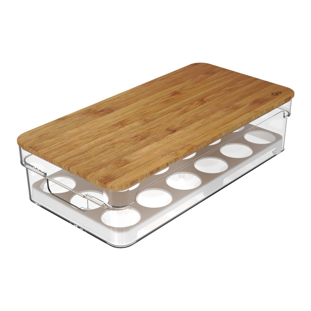 ORG HUEVOS C/TAPA BAMBÚ SMALL PLASTICO NATURAL-BEIGE CLEAR FRESH