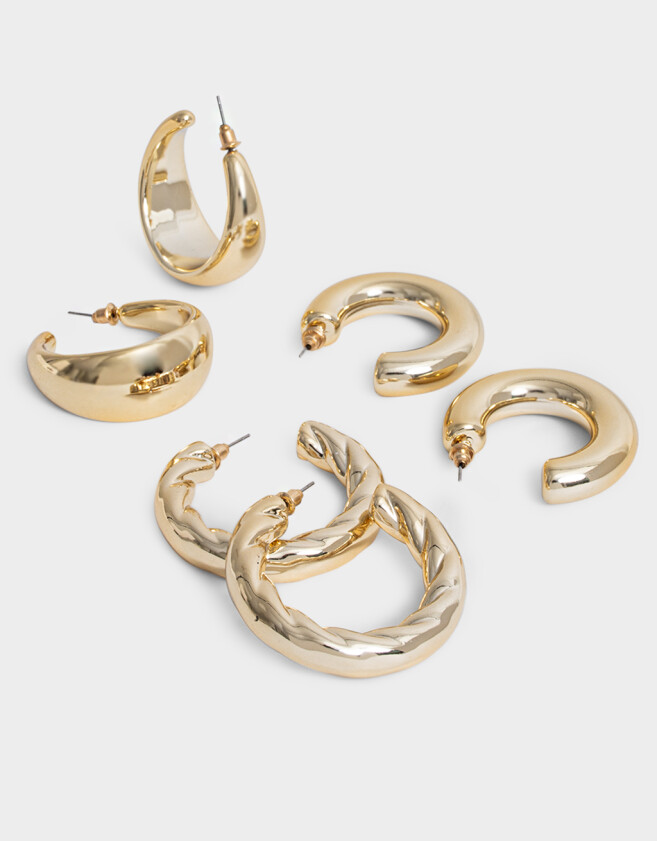 Aros Argollas Set Chunky Edition Set De Argollas Chunky Edition - Dorado
