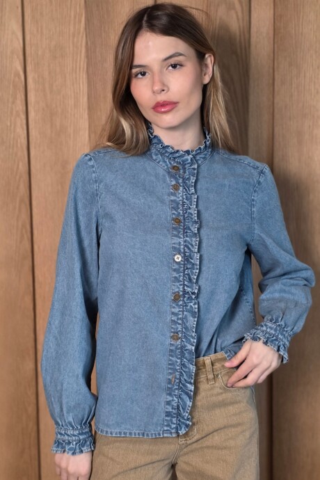 Camisa Franca Denim Azul