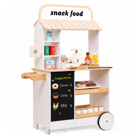 Carrito De Comida Madera Infantil Con Accesorios Blanco/crema