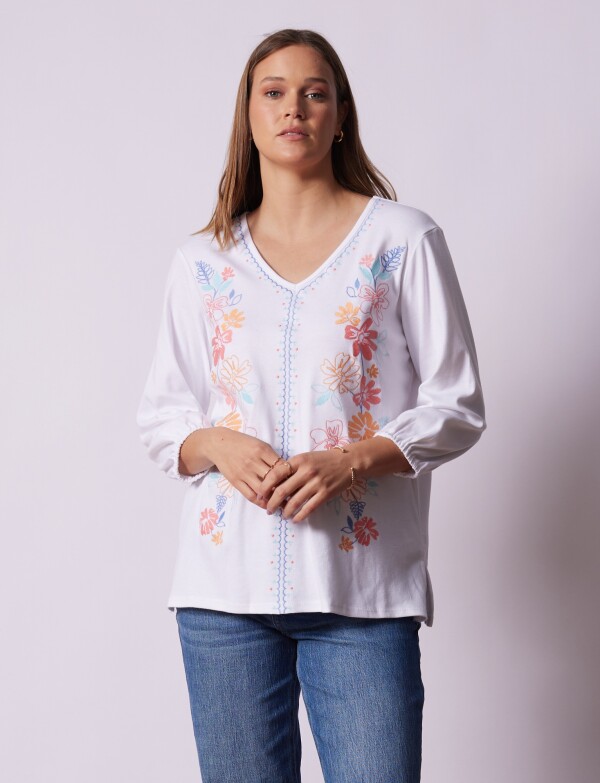 Blusa Bordada BLANCO/MULTI
