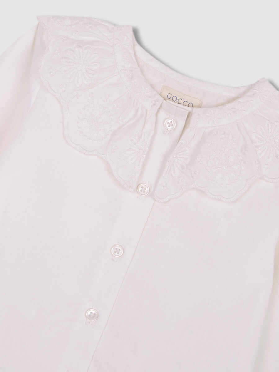 Camisa Cuello Bordado Blanco Roto