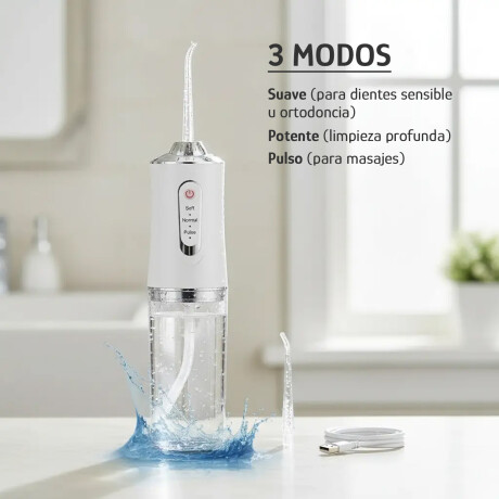Irrigador Bucal Portátil Limpieza Profunda Recargable USB Blanco