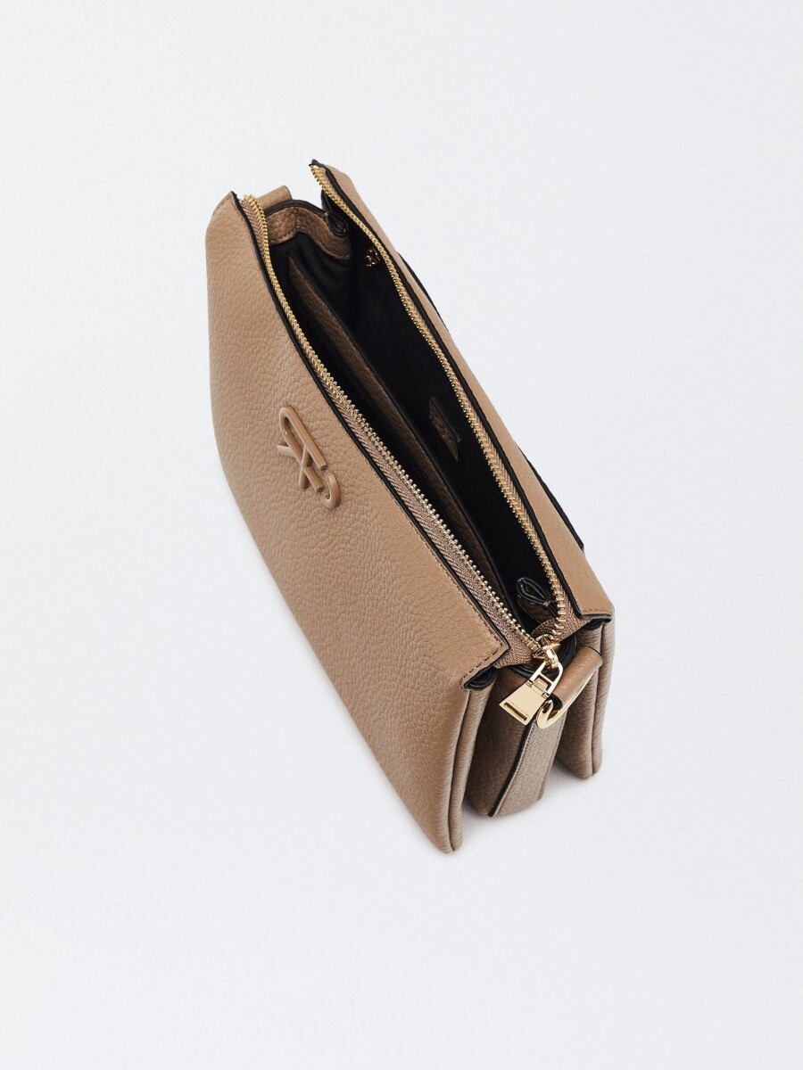 Bolso Bandolera Efecto Triple taupe