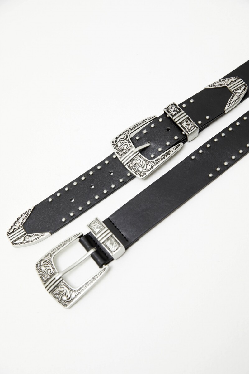 Cinturon western con doble hebilla negro