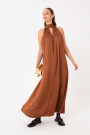 VESTIDO LARGO CUELLO HALTER Ladrillo
