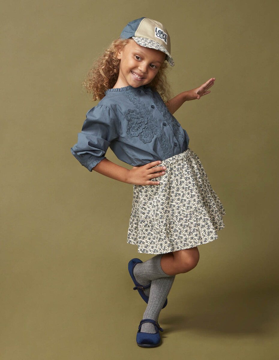 Falda Corta Florecitas - Blanco Roto 