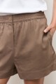 Short lino con elastico topo