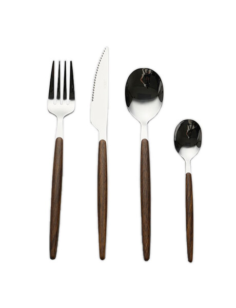 SET 24 PIEZAS CUBIERTOS MANGO MADERA "LISBOA" SET 24 PIEZAS CUBIERTOS MANGO MADERA "LISBOA"