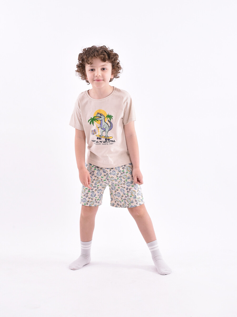 PIJAMA DINO SKATE REMERA + SHORT - ESTAMPADO 1 