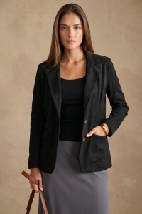 Blazer Gamuza Negro