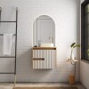 Mueble de baño suspendido Kyoto Beige 61 cm con tapa de vidrio y bacha de loza Mueble De Baño Suspendido Kyoto Beige 61 Cm Con Tapa De Vidrio Y Bacha De Loza