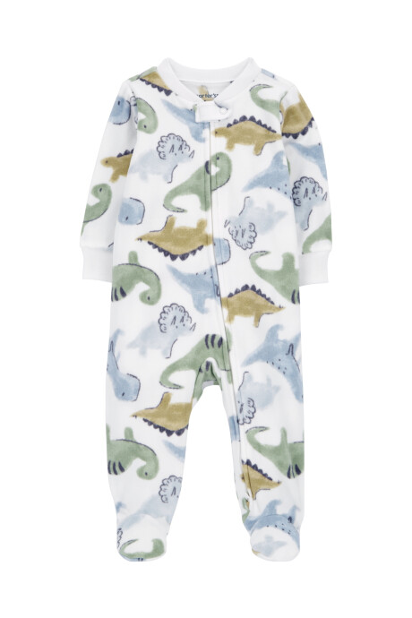 Pijama uno pieza de micropolar, con pie, diseño dinos Sin color