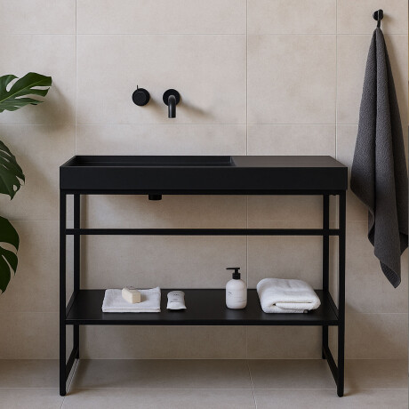 MOBILIARIO BAÑO BACHA CUARZO MUEBLE ACERO INOX NEGRO MATE GAMAS DE NEGRO