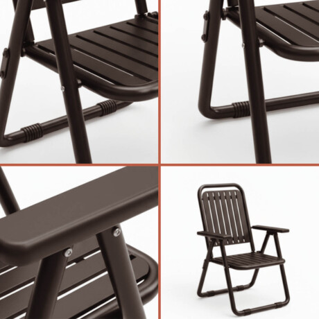 Set X4 Silla Plegable Metal Jardín Patio Exterior Marron