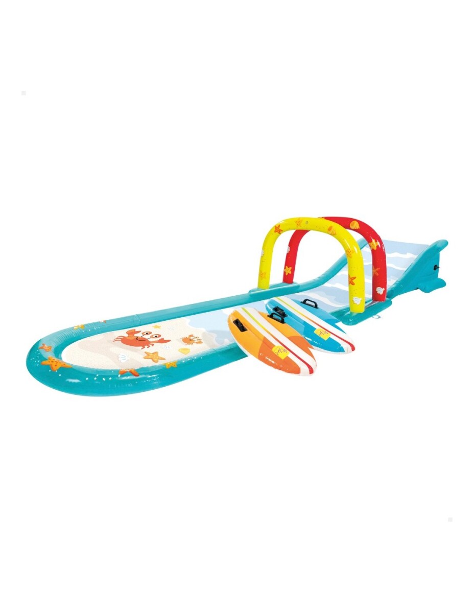 INTEX TOBOGAN PISTA DESLIZANTE CON ROCIADOR + 2 TABLAS SURF 