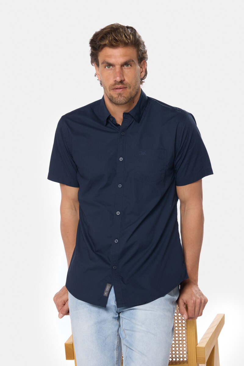 CAMISA LISA DE ALGODÓN - Azul 