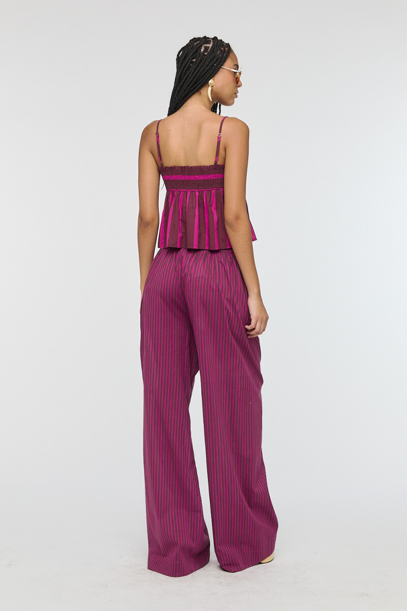 PANTALÓN RAYADO BOHO Fucsia