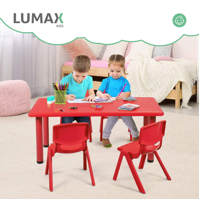 Mesa de plástico niños rectangular 120x60cm Rojo