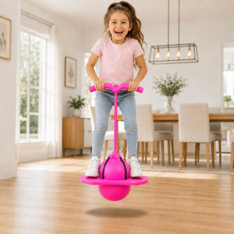 Pelota Pogo Saltarín Infantil Con Asas Base Inflador Rosa