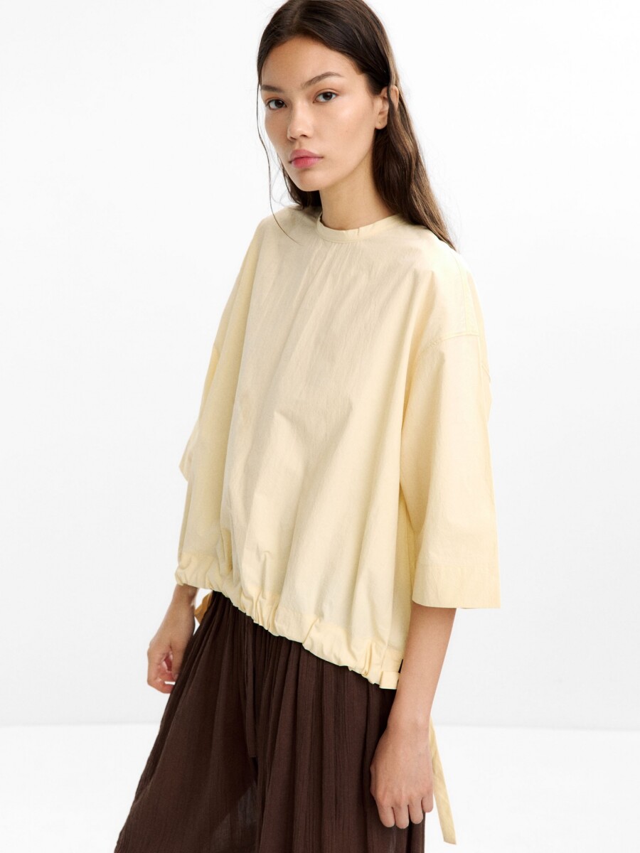 Blusa Con Fruncido 100% Algodón crudo