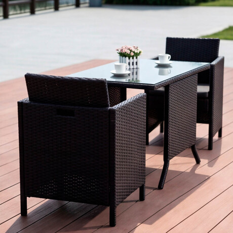 Set X3 Juego Jardín Ratán Sillón Mesa Balcón Patio Set X3 Juego Jardín Ratán Sillón Mesa Balcón Patio