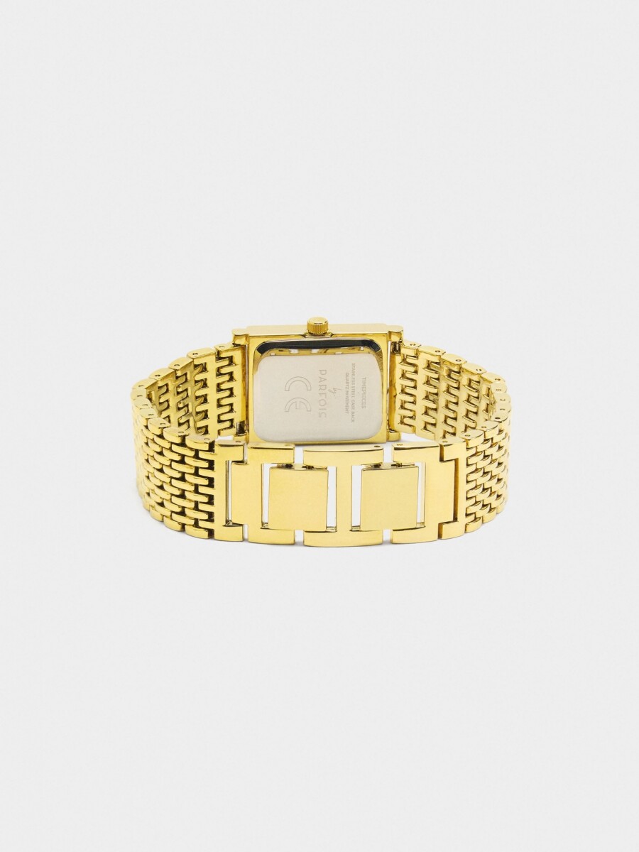 Reloj Cuadrado Con Pulsera De Acero Inoxidable dorado