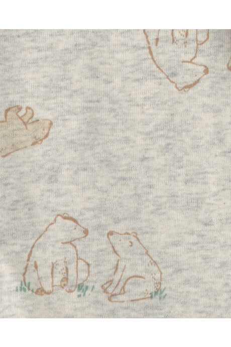 Set tres piezas de algodón, pantalón, body y saco con capucha, marrón y gris, diseño osos Set tres piezas de algodón, pantalón, body y saco con capucha, marrón y gris, diseño osos